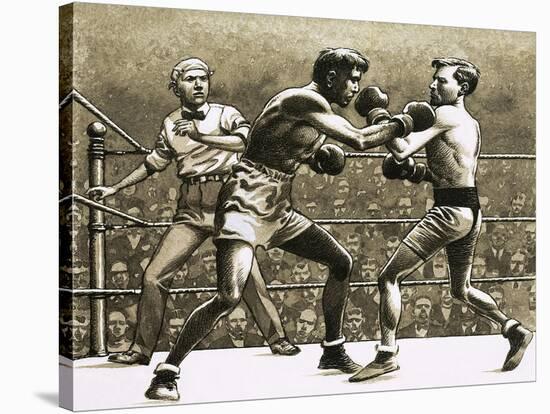 Jimmy Wilde Boxing Pancho Villa in New York-Pat Nicolle-Stretched Canvas