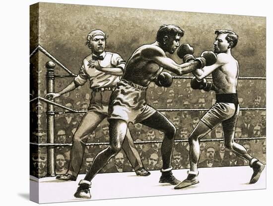 Jimmy Wilde Boxing Pancho Villa in New York-Pat Nicolle-Stretched Canvas