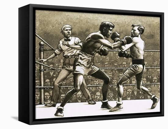 Jimmy Wilde Boxing Pancho Villa in New York-Pat Nicolle-Framed Stretched Canvas