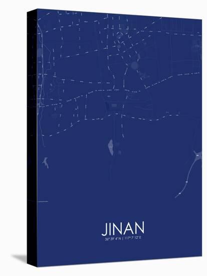 Jinan, China Blue Map-null-Stretched Canvas