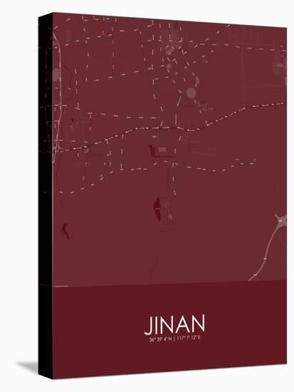 Jinan, China Red Map-null-Stretched Canvas