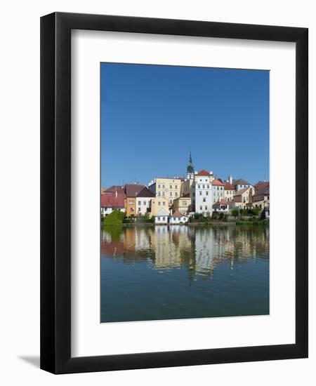 Jindrichuv Hradec with its reflection in Lake Vajgar-Jan Halaska-Framed Photographic Print