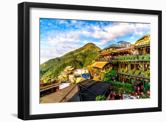 Jiu Fen (Spirited Away) overlook in Taiwan with rich, vibrant colors-David Chang-Framed Photographic Print