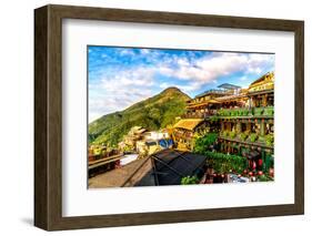 Jiu Fen (Spirited Away) overlook in Taiwan with rich, vibrant colors-David Chang-Framed Photographic Print