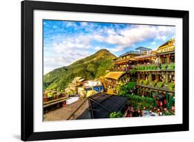 Jiu Fen (Spirited Away) overlook in Taiwan with rich, vibrant colors-David Chang-Framed Photographic Print