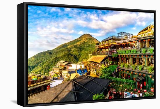 Jiu Fen (Spirited Away) overlook in Taiwan with rich, vibrant colors-David Chang-Framed Stretched Canvas