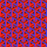 Geometric Optical Art Background in Red and Blue.-jkerrigan-Mounted Art Print