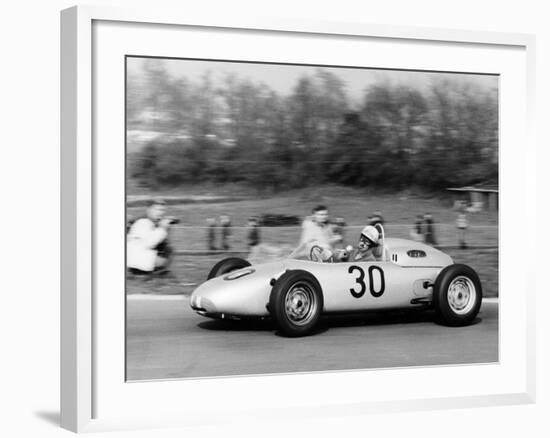 Jo Bonnier Driving a Works Porsche Formula 1 Car, Brussels Grand Prix, Belgium, 1961-null-Framed Photographic Print