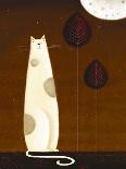 Feline and Two Leaves-Jo Parry-Art Print