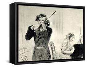 JOACHIM Joseph playing-Adolph Friedrich Erdmann von Menzel-Framed Stretched Canvas