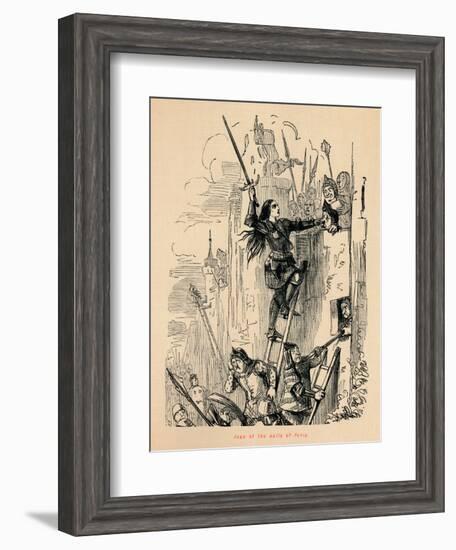 'Joan at the walls of Paris',-John Leech-Framed Giclee Print