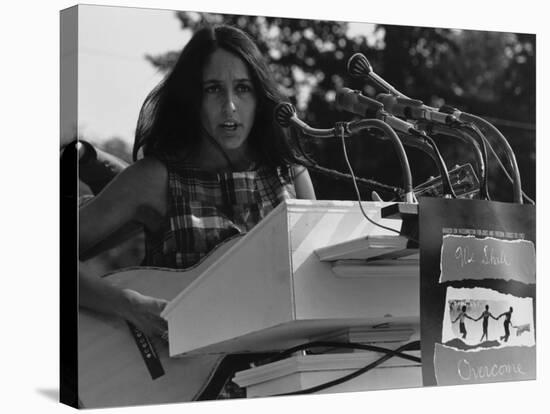 Joan Baez Singing at the 1963 Civil Rights March on Washington-null-Stretched Canvas