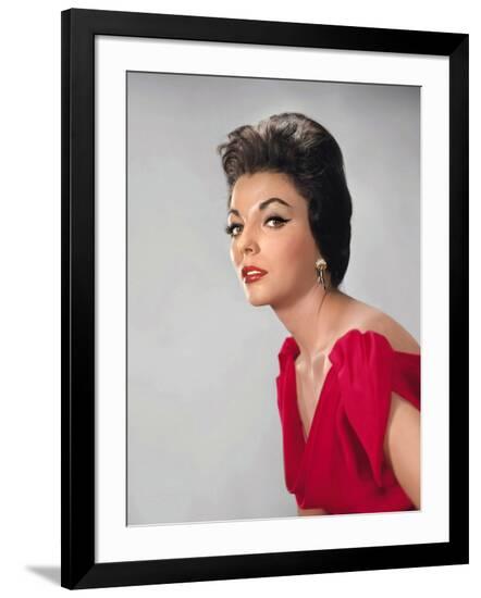 Joan Collins, British actress born May 23rd, 1933, here 1957 (photo)--Framed Photo