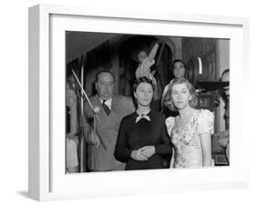 Joan Fontaine, Judith Anderson, Alfred Hitchcock, Rebecca, 1940-null-Framed Photographic Print