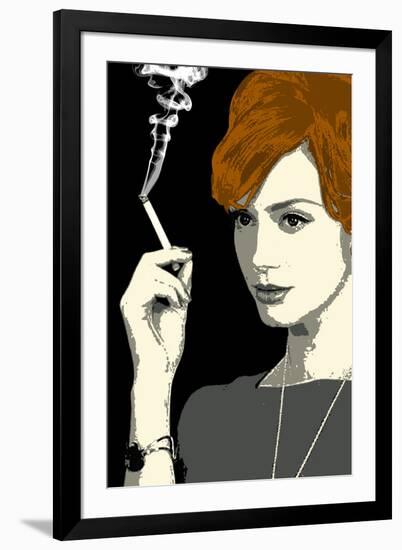 Joan Holloway Smoking Pop Art Television-null-Framed Art Print