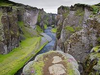 Scenic Landscape of River and Mountains in Svarfadardalur Valley in Northern Iceland-Joan Loeken-Photographic Print