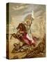 Joan of Arc an Idealised Representation, She Fulfils Merlin's Prophecy That a Virgin Will Come-null-Stretched Canvas