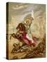 Joan of Arc an Idealised Representation, She Fulfils Merlin's Prophecy That a Virgin Will Come-null-Stretched Canvas