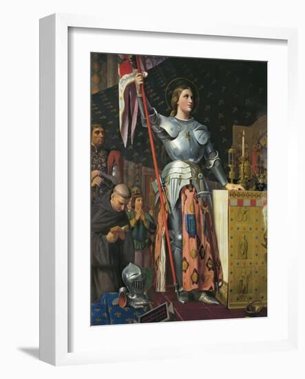 Joan of Arc on Coronation of Charles Vii in the Cathedral of Reims-Jean-Auguste-Dominique Ingres-Framed Art Print