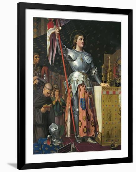 Joan of Arc on Coronation of Charles Vii in the Cathedral of Reims-Jean-Auguste-Dominique Ingres-Framed Art Print