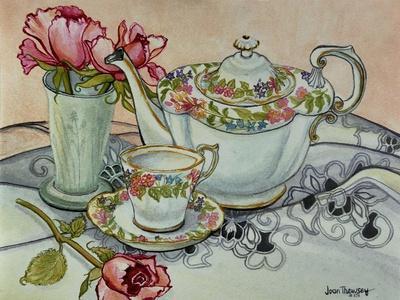 Teatime with Roses and a Cutwork Cloth