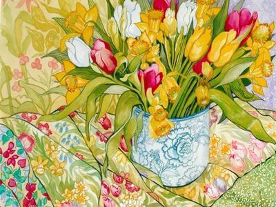 Tulips and Daffodils with Patterned Textiles, 2000