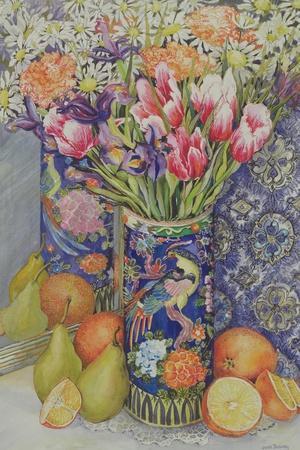 Tulips in a Japanese Vase with Fruit