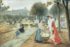 The Flower Seller, Paris-Joaquin Pallares-Framed Stretched Canvas