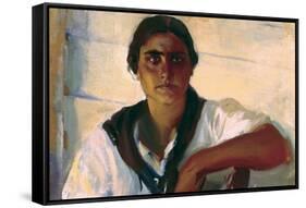 Joaquin Sorolla/ Head of a fisherwoman. MUSEO SOROLLA MADRID ESPAÑA-Joaquin Sorolla-Framed Stretched Canvas