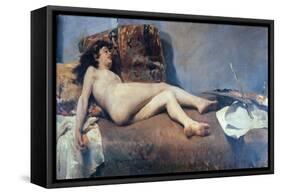 Joaquin Sorolla/ Nude, 1885. Oil on canvas. Museum de Bellas Artes, Valencia.-Joaquin Sorolla-Framed Stretched Canvas