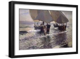 JOAQUIN SOROLLA/ UNLOADING THE FISH. Location: PRIVATE COLLECTION, MADRID, SPAIN-Joaquin Sorolla-Framed Premium Giclee Print