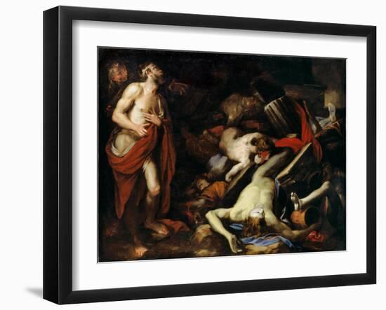 Job and His Children, C. 1650-Domenico Piola-Framed Giclee Print