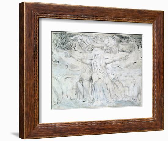 Job and His Daughters-William Blake-Framed Giclee Print