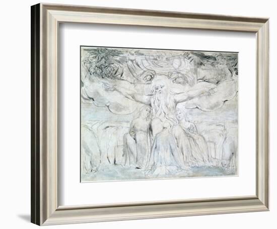 Job and His Daughters-William Blake-Framed Giclee Print