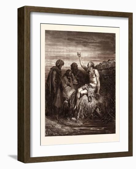 Job and His Friends-Gustave Dore-Framed Giclee Print