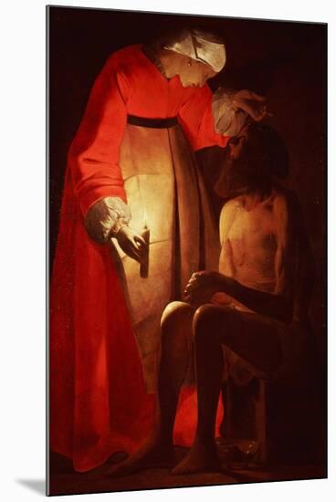 Job Mocked by His Wife-Georges de La Tour-Mounted Premium Giclee Print