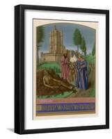 Job on His Dunghill is Afflicted with Leprosy to the Dismay of His Friends-Jean Fouquet-Framed Art Print