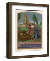 Job on His Dunghill is Afflicted with Leprosy to the Dismay of His Friends-Jean Fouquet-Framed Art Print