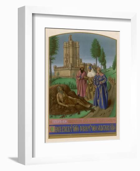 Job on His Dunghill is Afflicted with Leprosy to the Dismay of His Friends-Jean Fouquet-Framed Art Print