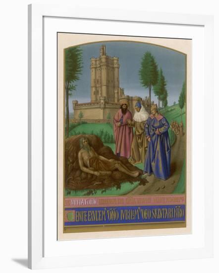 Job on His Dunghill is Afflicted with Leprosy to the Dismay of His Friends-Jean Fouquet-Framed Art Print