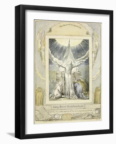 Job Praying (Pl.18) from the Book of Job, C.1793-William Blake-Framed Giclee Print