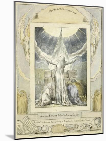 Job Praying (Pl.18) from the Book of Job, C.1793-William Blake-Mounted Giclee Print