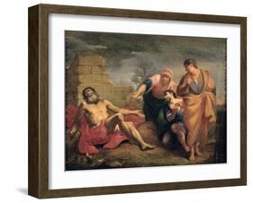 Job with His Wife and Friends-Andrea Sacchi-Framed Giclee Print