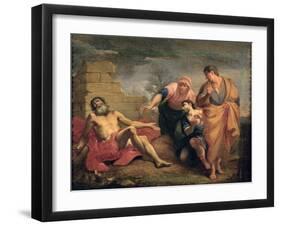 Job with His Wife and Friends-Andrea Sacchi-Framed Giclee Print