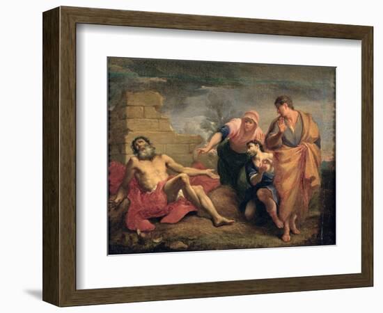 Job with His Wife and Friends-Andrea Sacchi-Framed Giclee Print