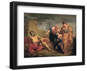 Job with His Wife and Friends-Andrea Sacchi-Framed Giclee Print