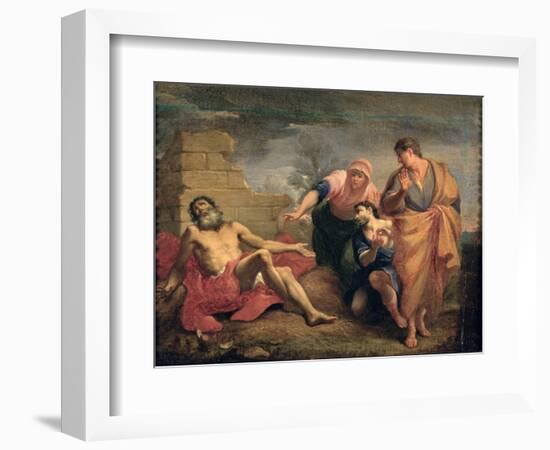 Job with His Wife and Friends-Andrea Sacchi-Framed Giclee Print