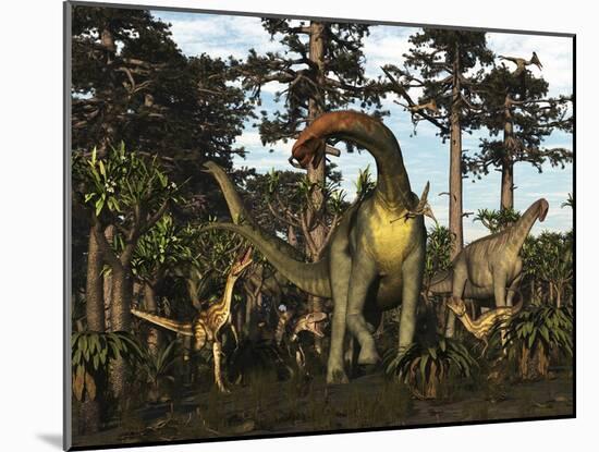 Jobaria Dinosaur Is Menaced by Afrovenators in Jurassic North Africa-Stocktrek Images-Mounted Art Print