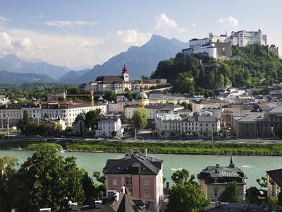 View of the Old Town and Fortress Hohensalzburg, Seen From Kapuzinerberg, Salzburg, Austria, Europe