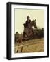 Jockey And a Horse Jumping Over a Hurdle-null-Framed Photographic Print